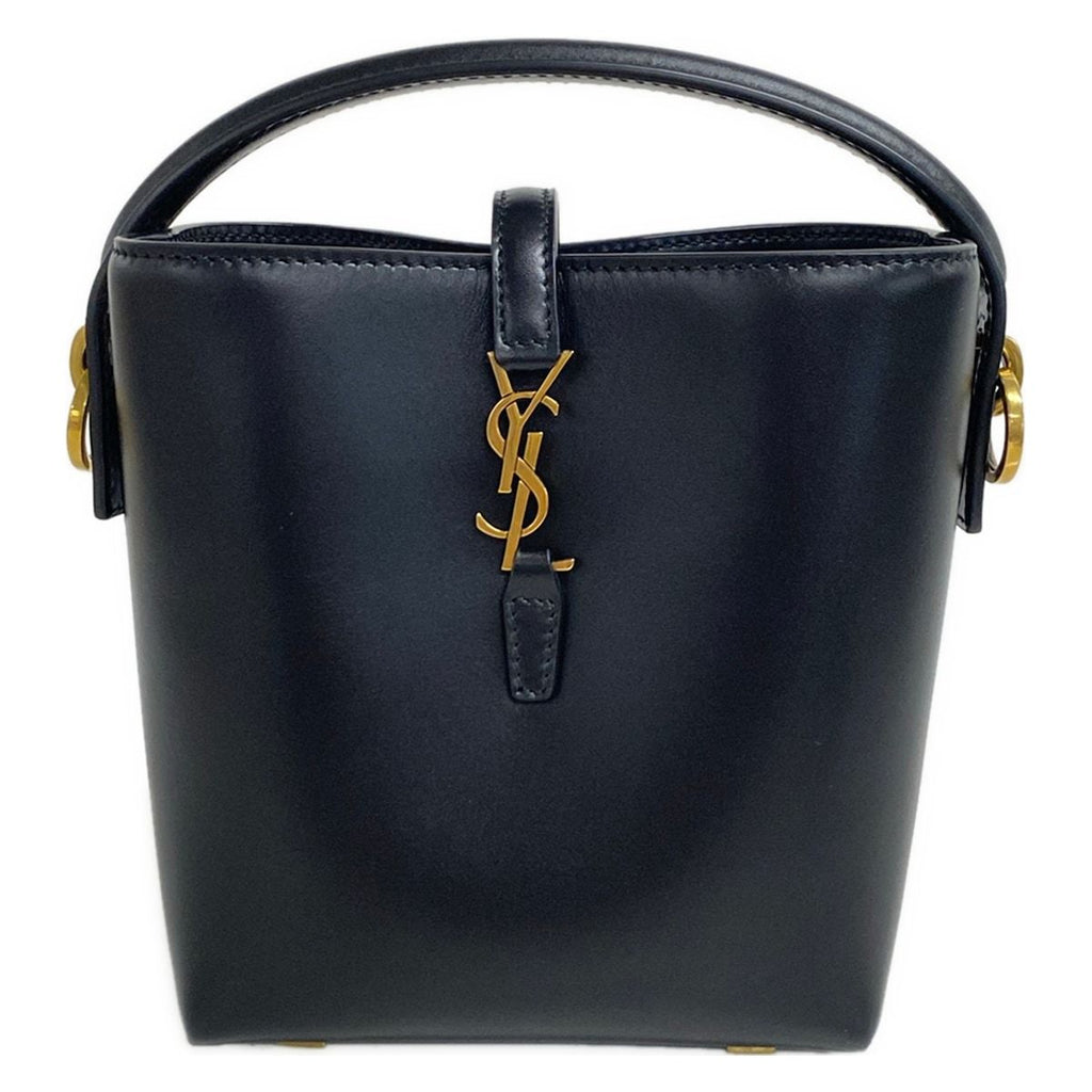 Saint Laurent Paris le 37 Mini Bucket Bag Black Gold Leather