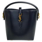 Saint Laurent Paris le 37 Mini Bucket Bag Black Gold Leather