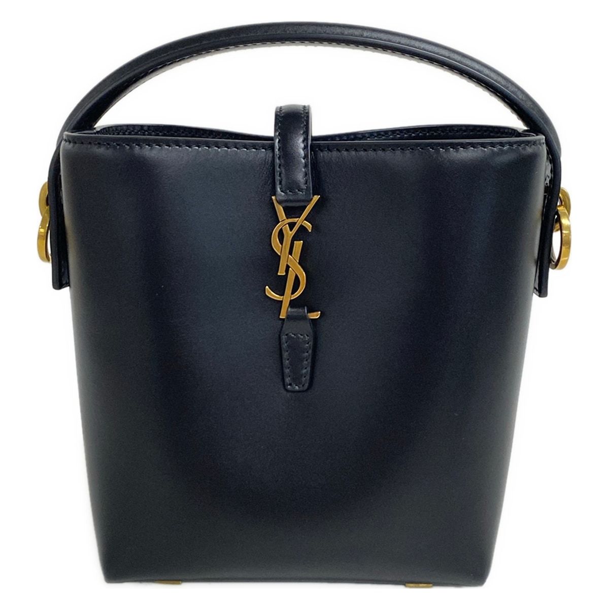Saint Laurent Paris le 37 Mini Bucket Bag Black Gold Leather