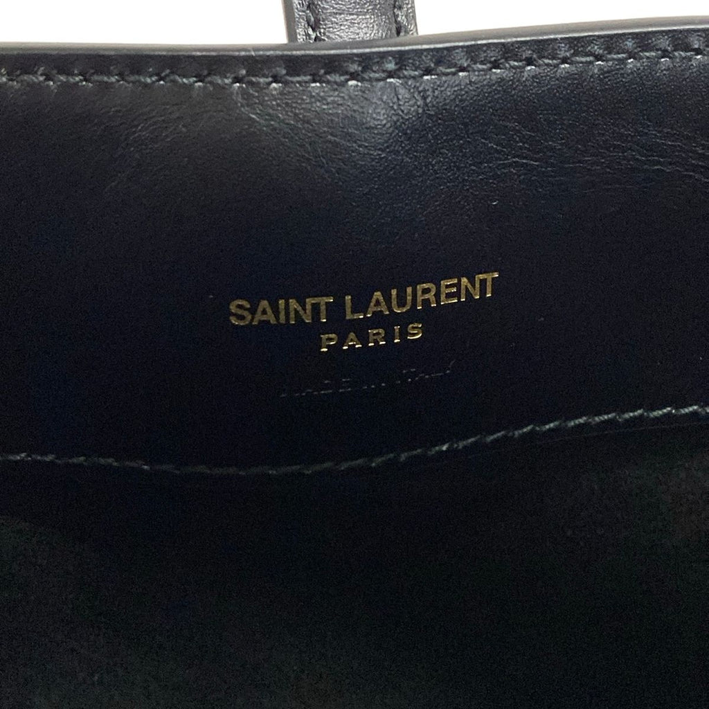 Saint Laurent Paris le 37 Mini Bucket Bag Black Gold Leather — view 9