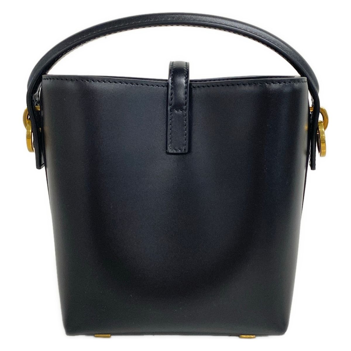 Saint Laurent Paris le 37 Mini Bucket Bag Black Gold Leather — view 3
