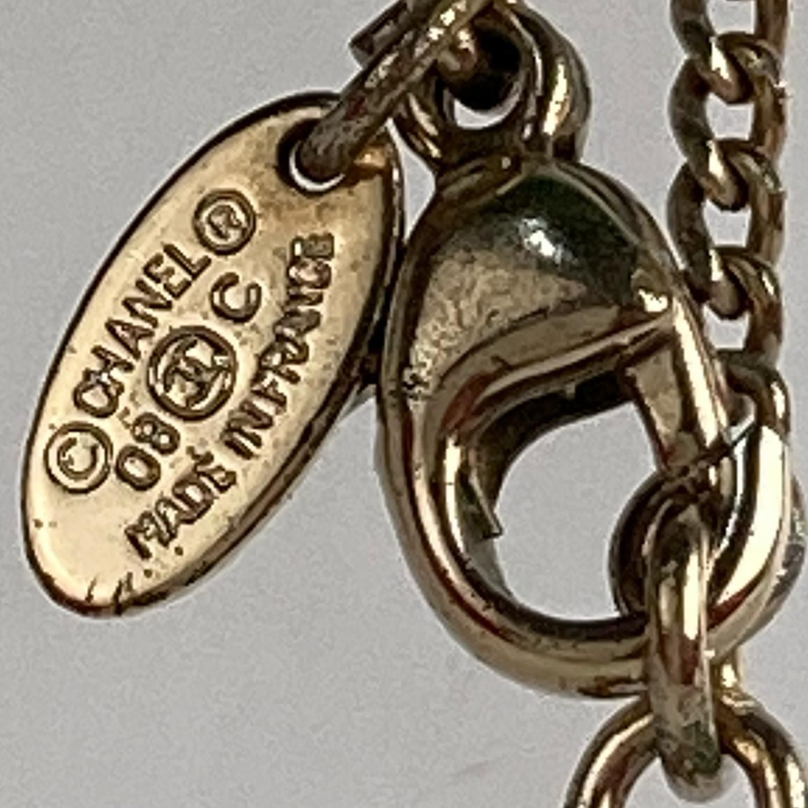 Chanel Camellia CC Logo Flower Motif Necklace Rhinestone Black White — view 8