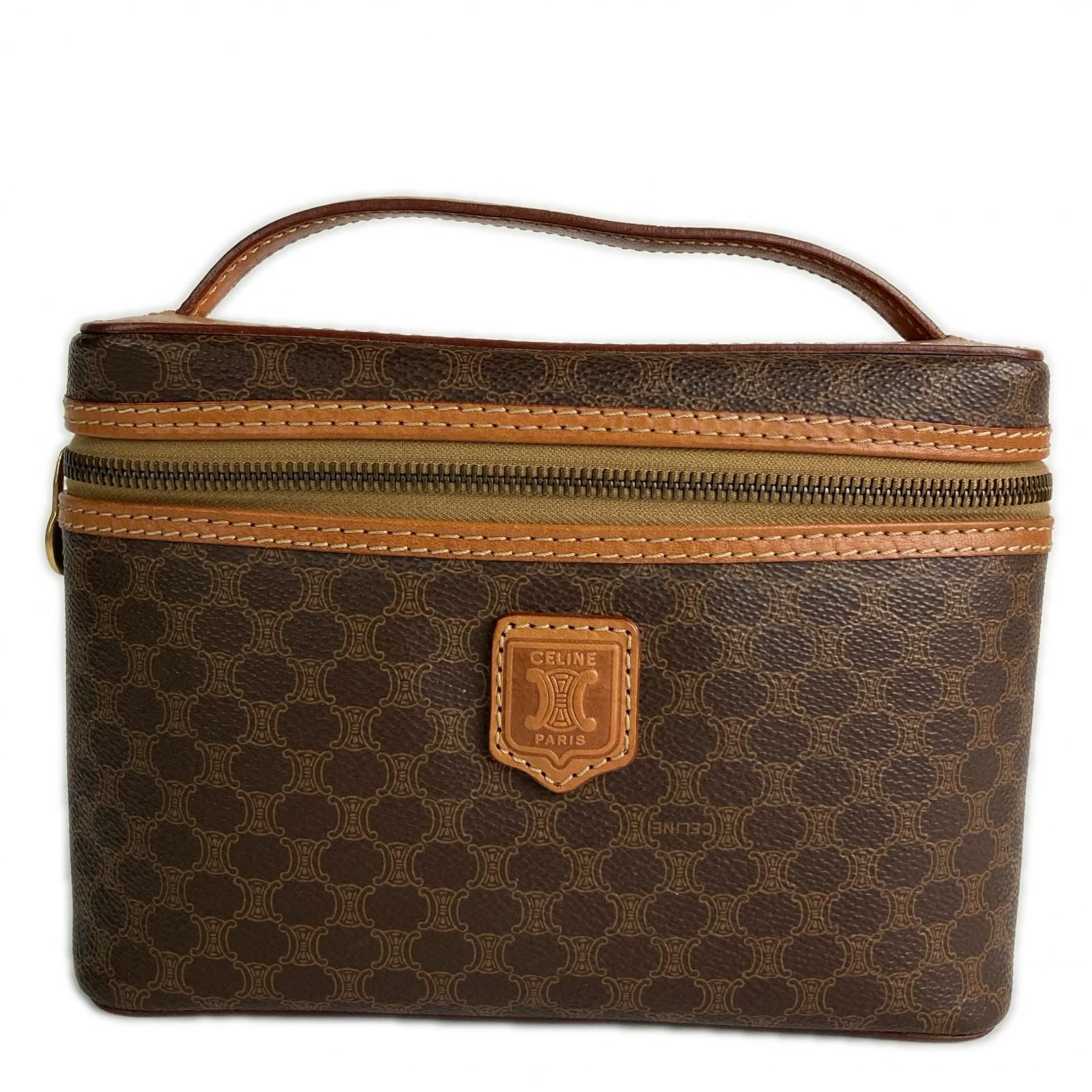 Celine Macadam Pattern Vanity Bag Vintage Brown