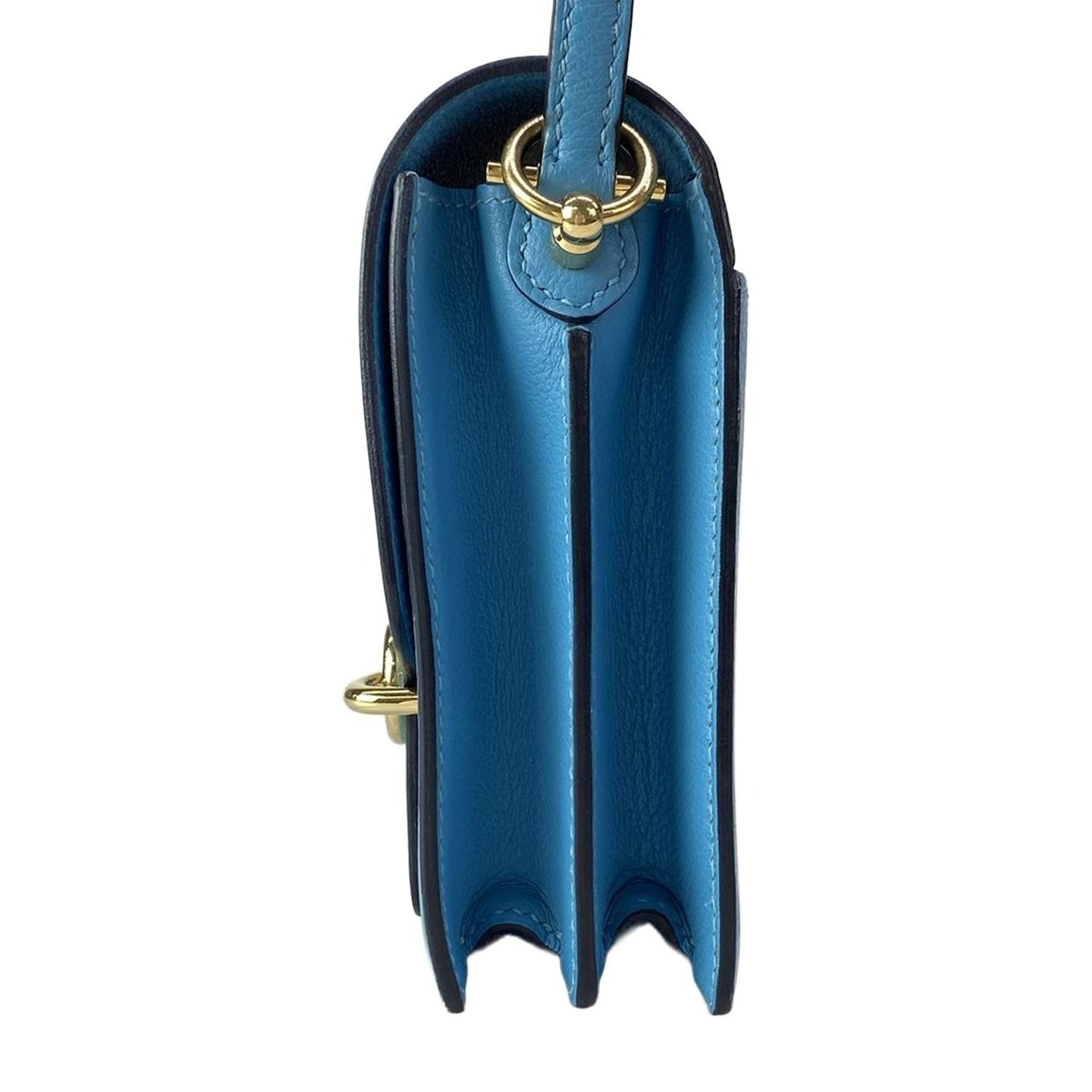 Hermes Shoulder Bag Sac Roulis Mini Blue Nord Gold — view 4