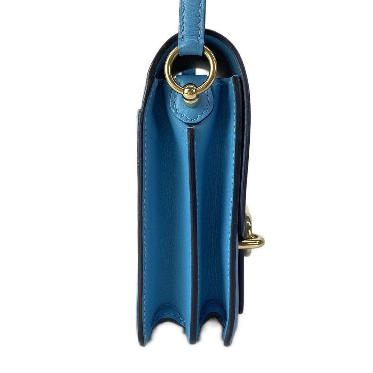 Hermes Shoulder Bag Sac Roulis Mini Blue Nord Gold — view 2