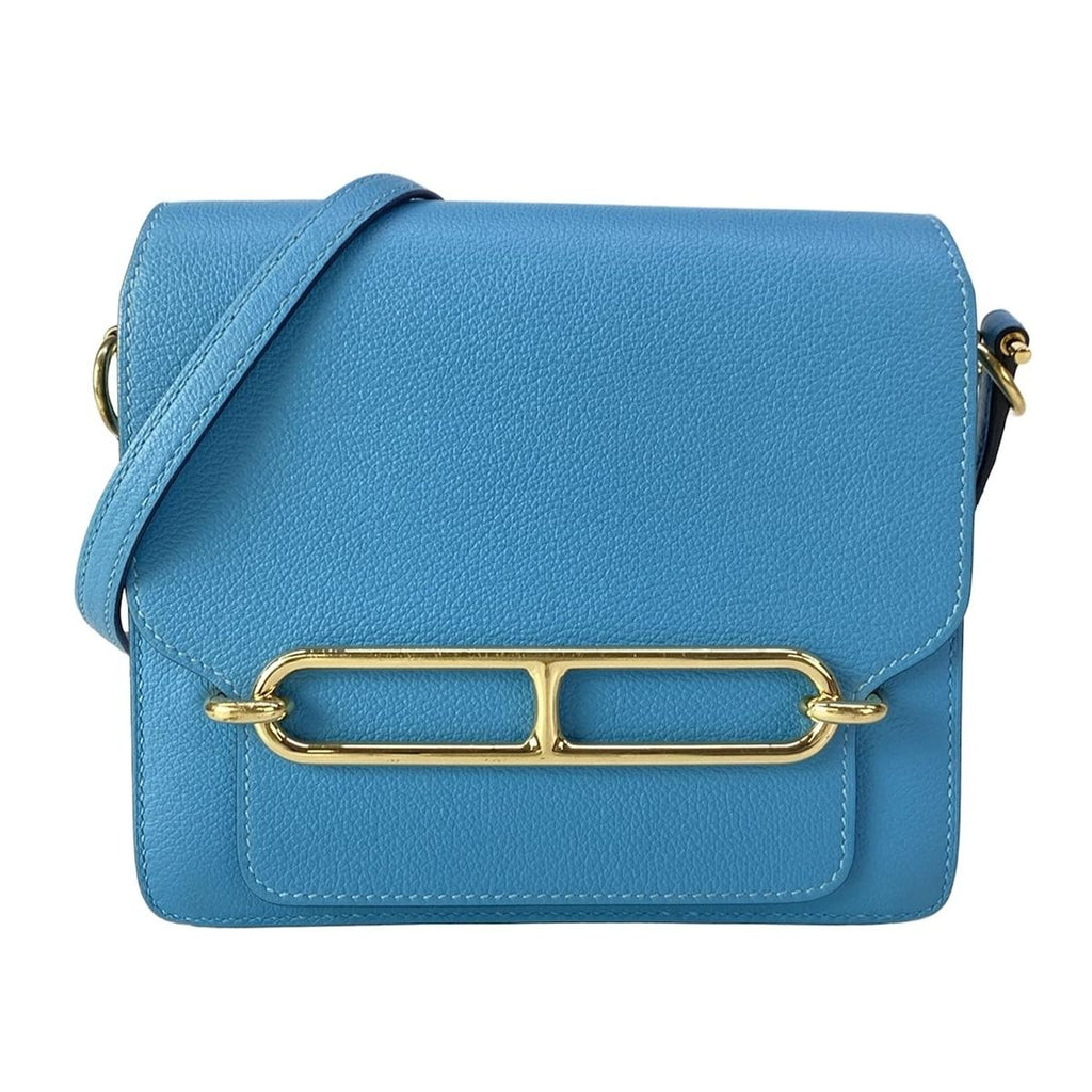 Hermes Shoulder Bag Sac Roulis Mini Blue Nord Gold