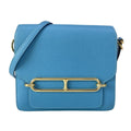 Hermes Shoulder Bag Sac Roulis Mini Blue Nord Gold