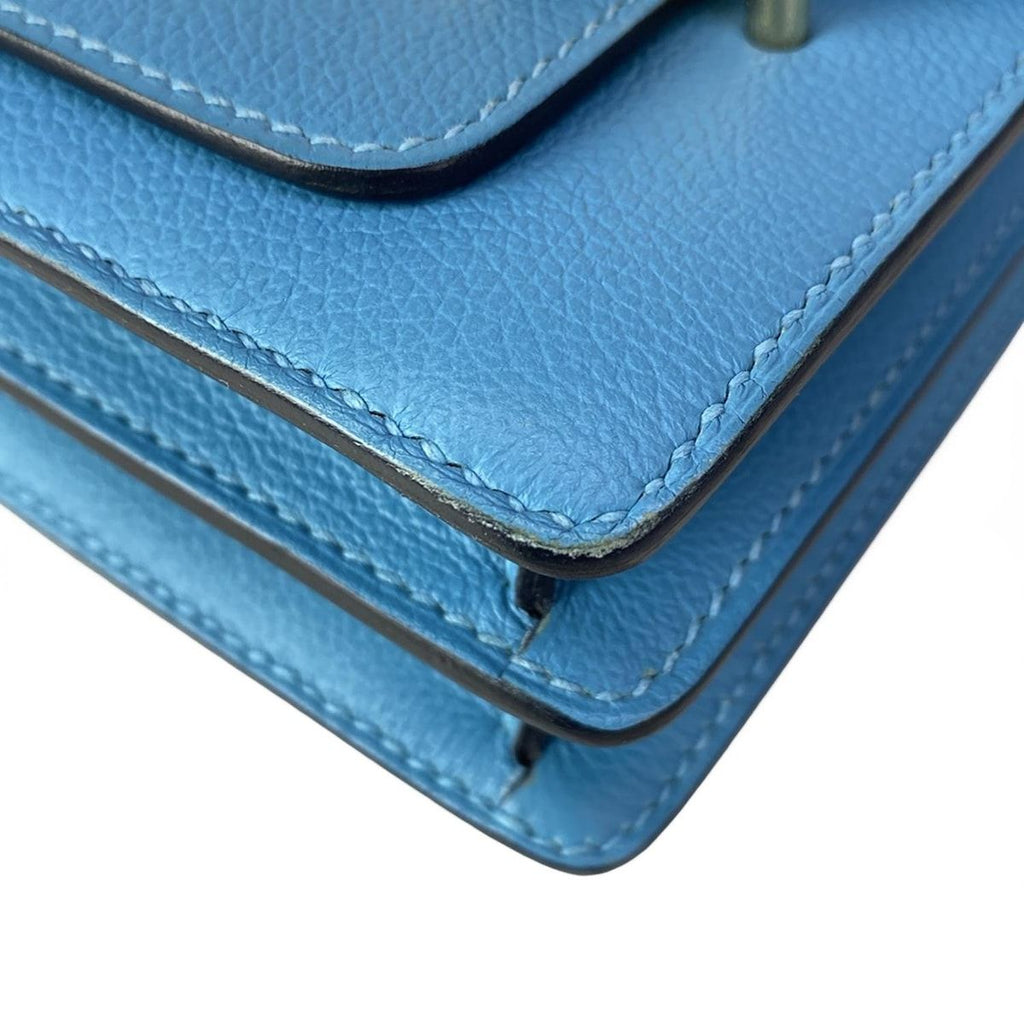 Hermes Shoulder Bag Sac Roulis Mini Blue Nord Gold — view 7