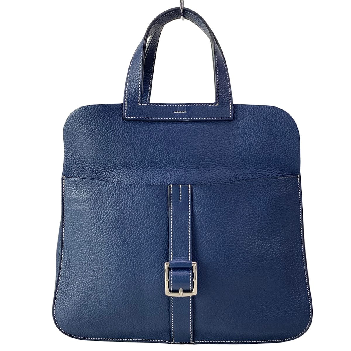 Hermes Handbag Halzan 31 Blue Saffiano Silver