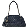 Chanel Shoulder Bag Quilted Black Chain Silver