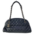 Chanel Shoulder Bag Quilted Black Chain Silver