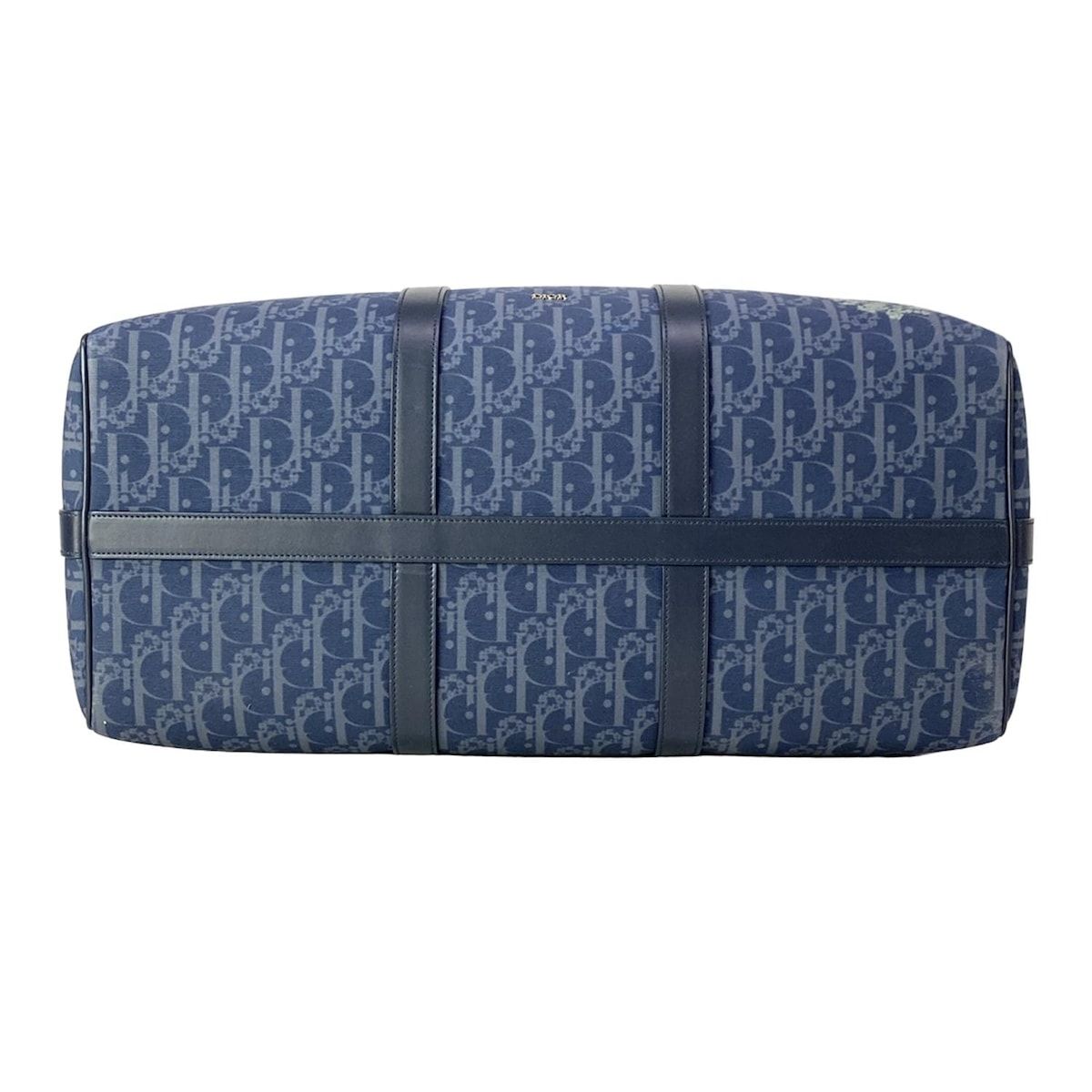 Dior Boston Bag Lango 50 Navy Dark Multi Tears Peace Sign Leather — view 5