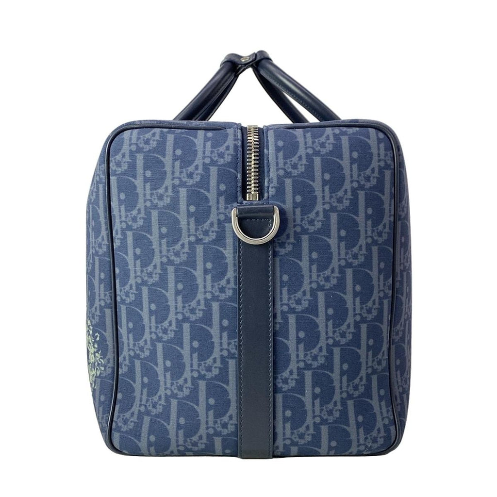 Dior Boston Bag Lango 50 Navy Dark Multi Tears Peace Sign Leather — view 4