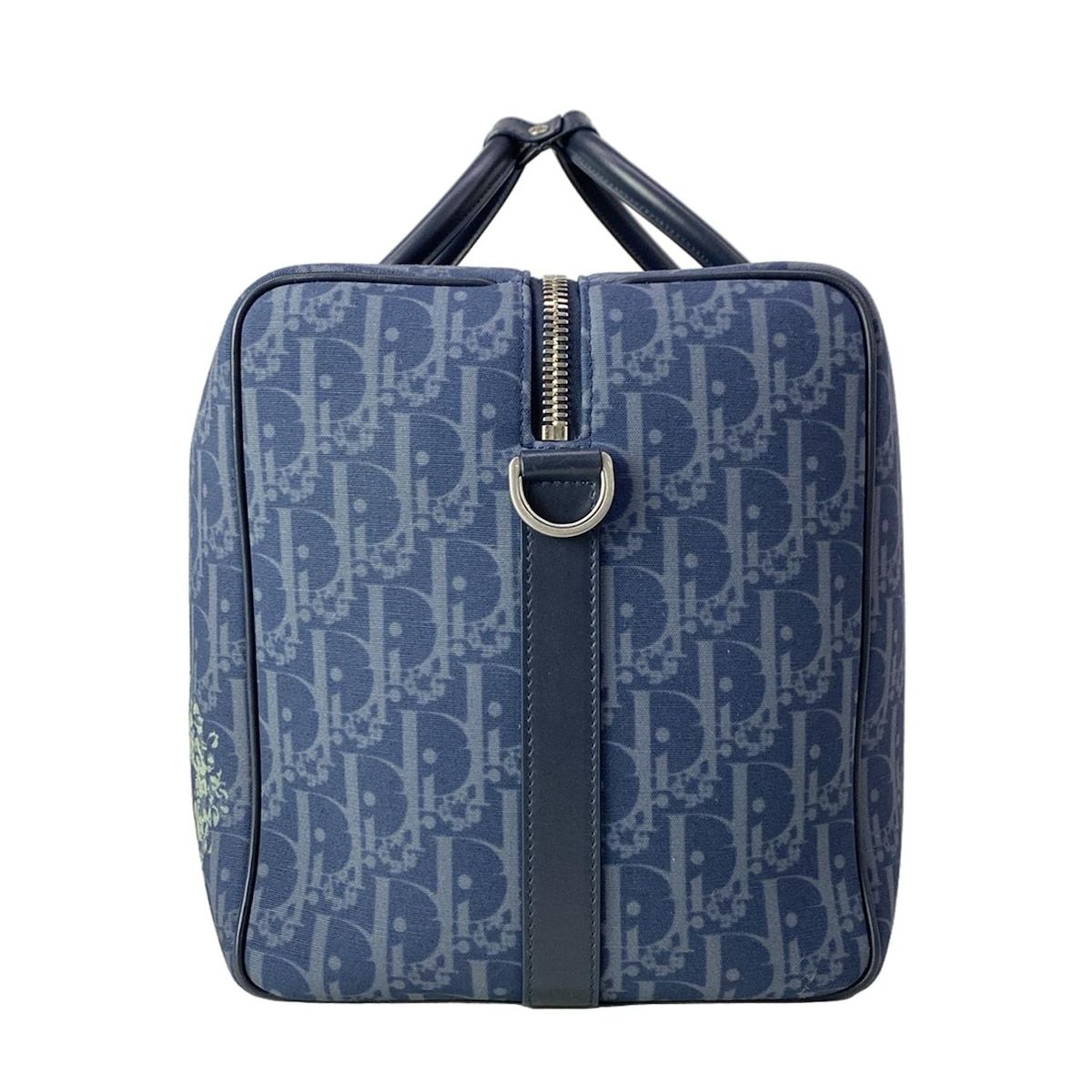 Dior Boston Bag Lango 50 Navy Dark Multi Tears Peace Sign Leather — view 4