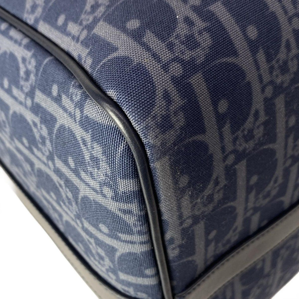 Dior Boston Bag Lango 50 Navy Dark Multi Tears Peace Sign Leather — view 8