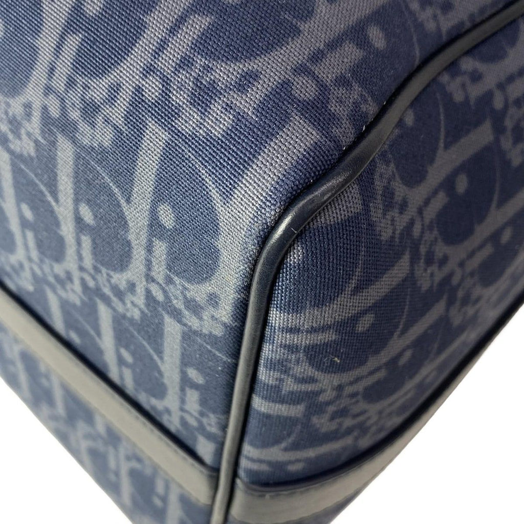 Dior Boston Bag Lango 50 Navy Dark Multi Tears Peace Sign Leather — view 9