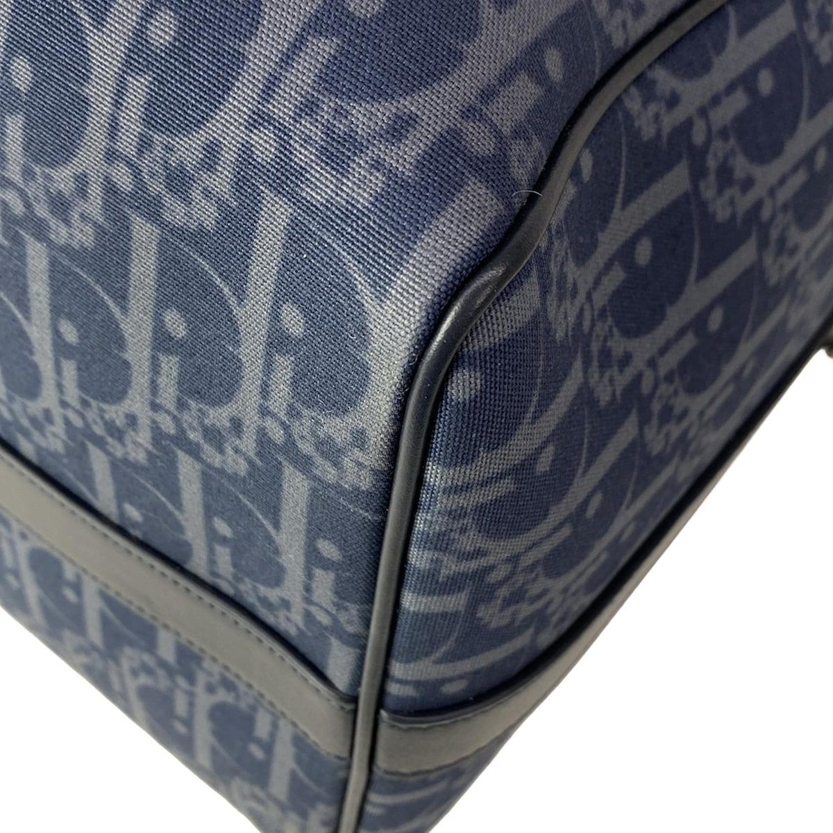 Dior Boston Bag Lango 50 Navy Dark Multi Tears Peace Sign Leather — view 7