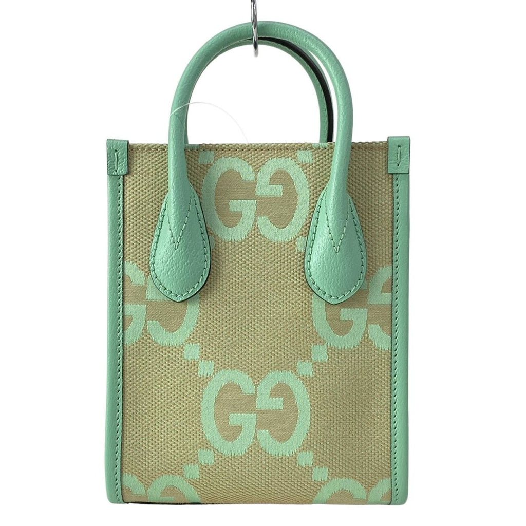 Gucci Tote Jumbo GG Beige Green Mini Bag Leather — view 3