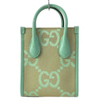 Gucci Tote Jumbo GG Beige Green Mini Bag Leather — view 3