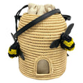 Loewe Shoulder Bag Beige Basket Natural Bee Drawstring Leather