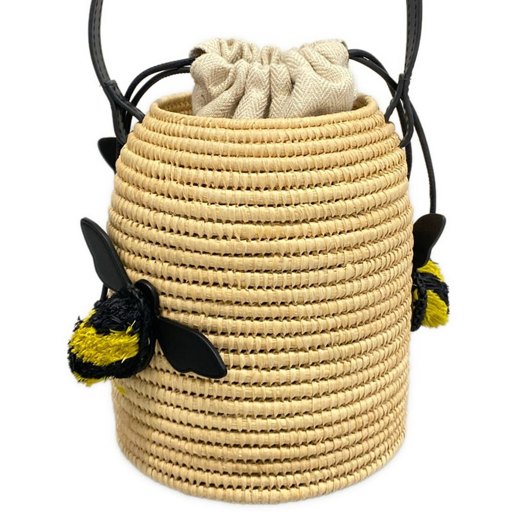 Loewe Shoulder Bag Beige Basket Natural Bee Drawstring Leather — view 3