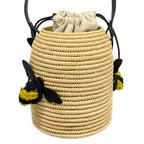 Loewe Shoulder Bag Beige Basket Natural Bee Drawstring Leather — view 3