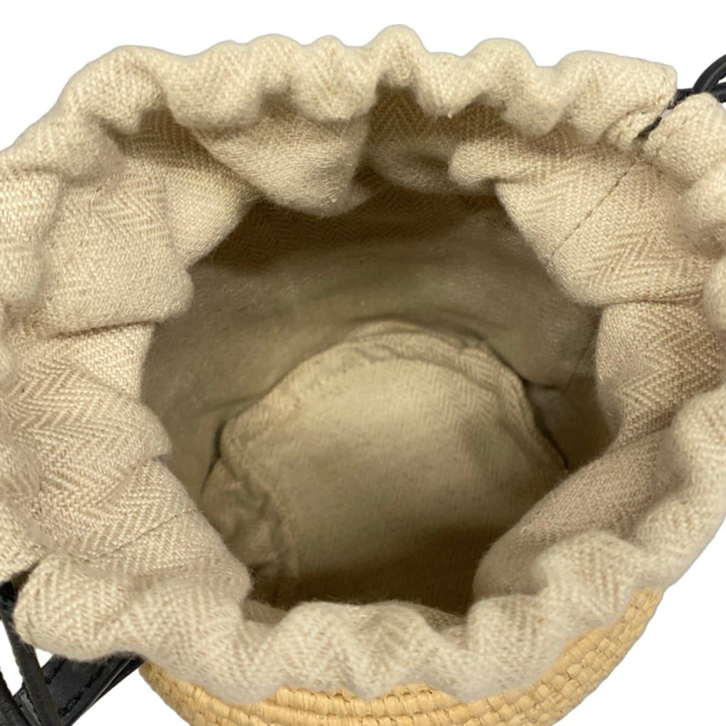 Loewe Shoulder Bag Beige Basket Natural Bee Drawstring Leather — view 7