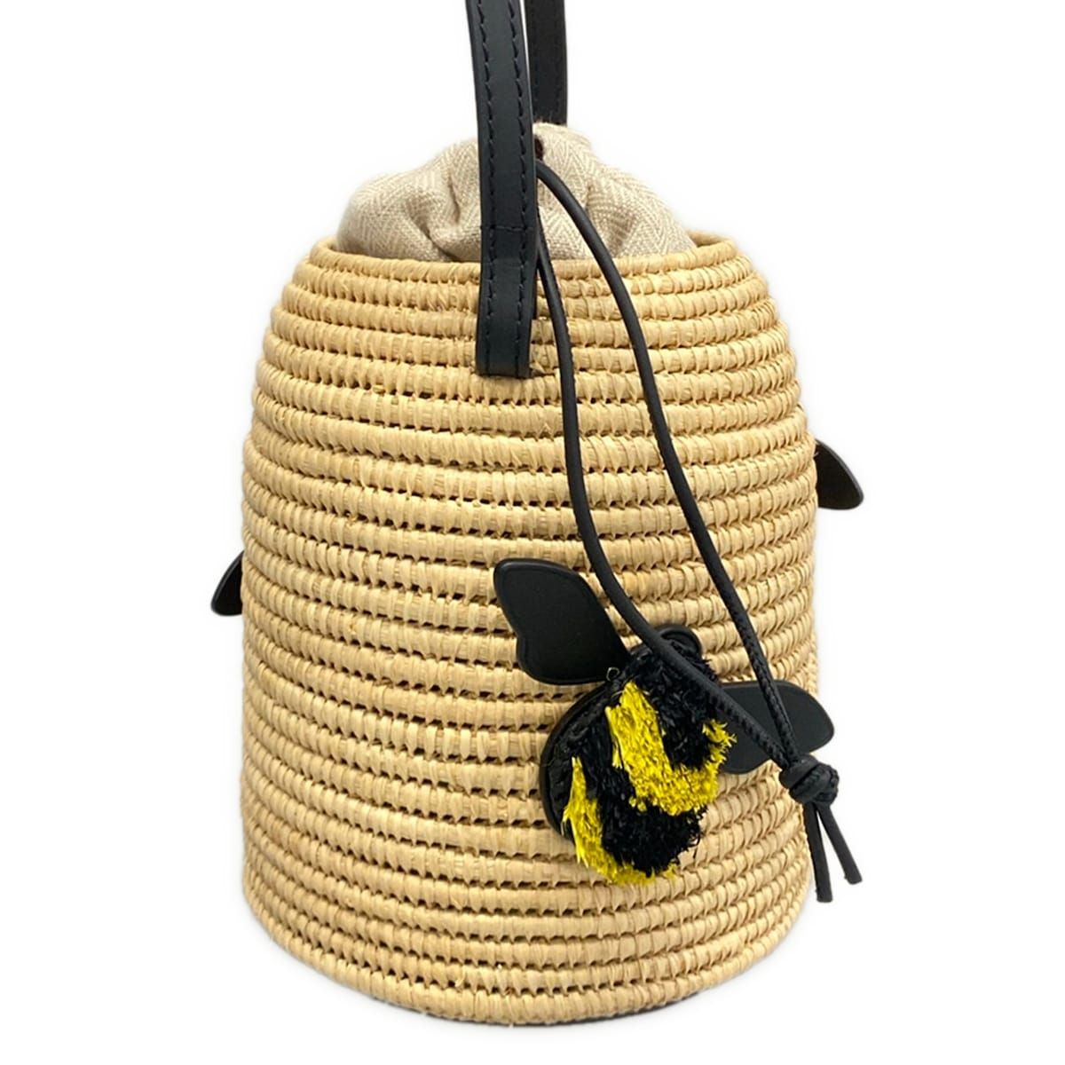 Loewe Shoulder Bag Beige Basket Natural Bee Drawstring Leather — view 2