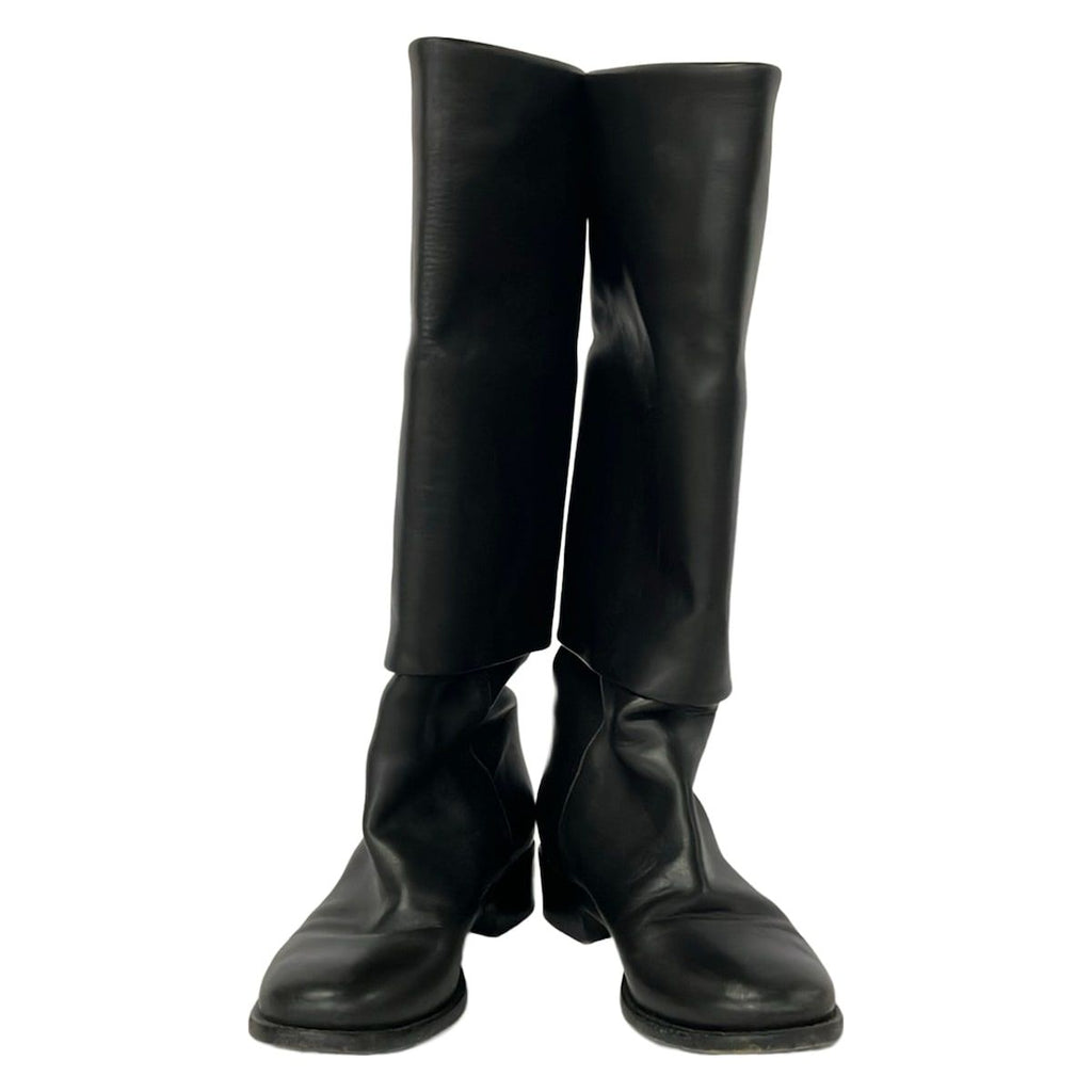 Chanel Long Boots 37.5 Black Silver Leather — view 2