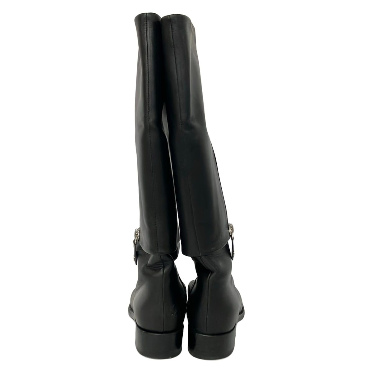 Chanel Long Boots 37.5 Black Silver Leather — view 3