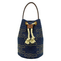 Celine Drawstring Navy Brown Studs Mini Bag Triomphe Leather