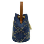 Celine Drawstring Navy Brown Studs Mini Bag Triomphe Leather — view 2