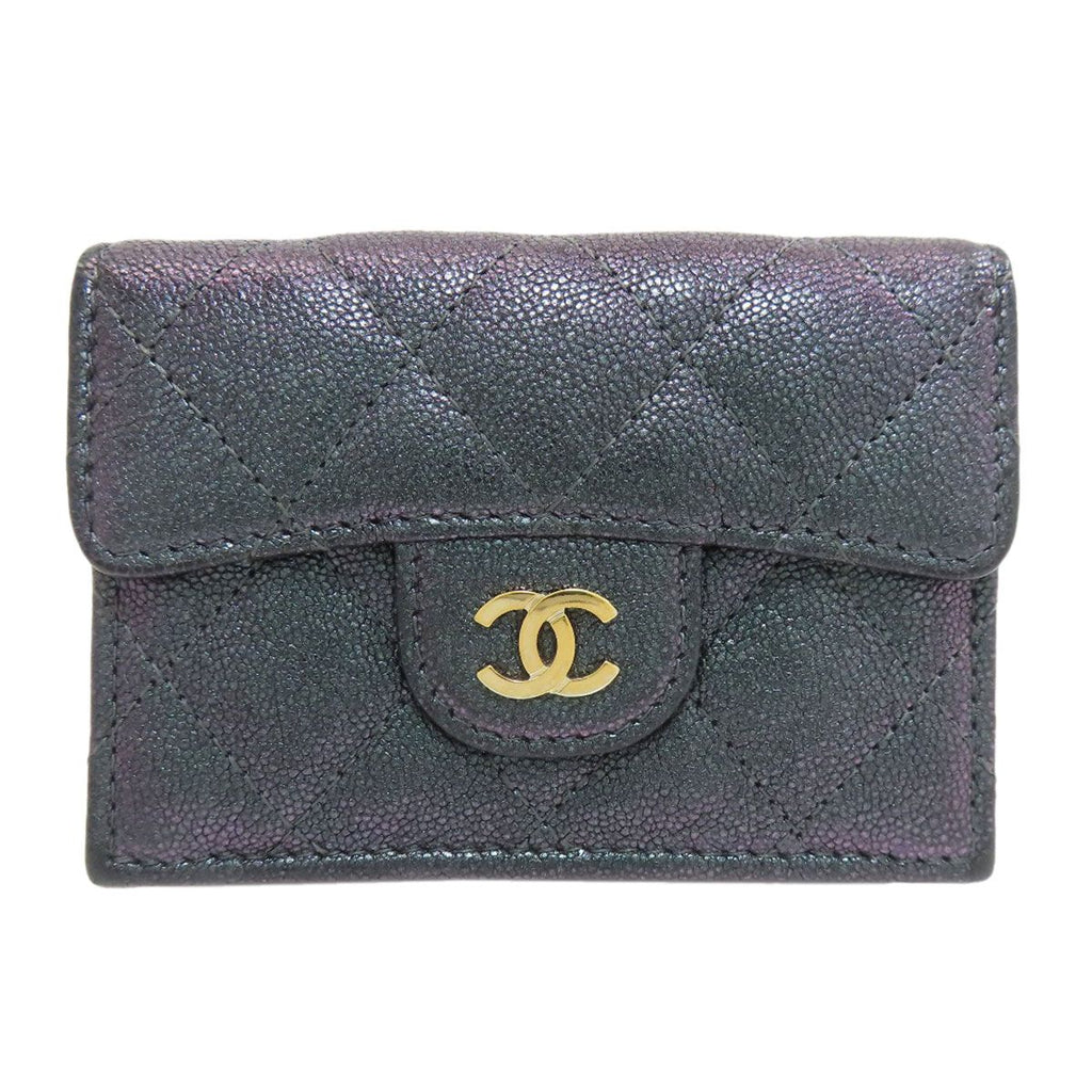 Chanel Quilted CC Logo Gold Trifold Wallet Calf