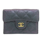 Chanel Quilted CC Logo Gold Trifold Wallet Calf