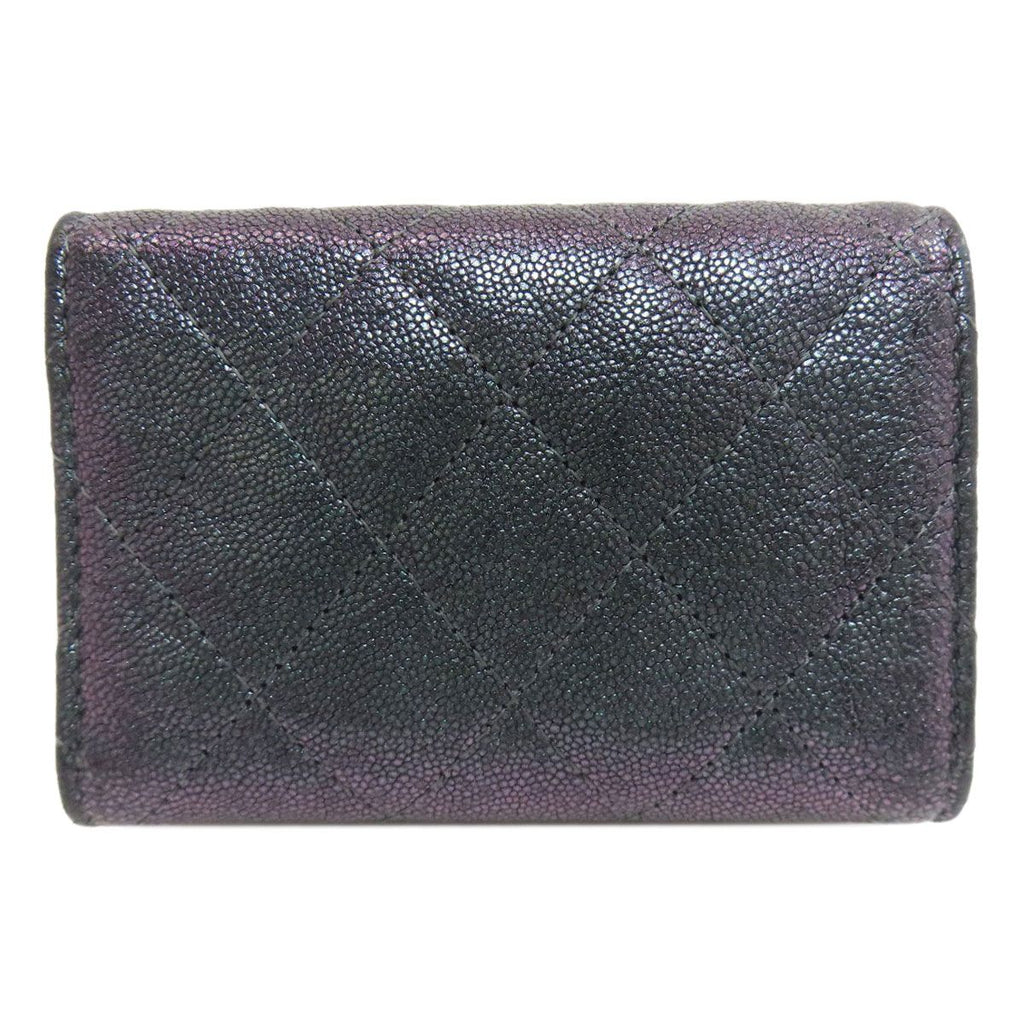 Chanel Quilted CC Logo Gold Trifold Wallet Calf — view 2