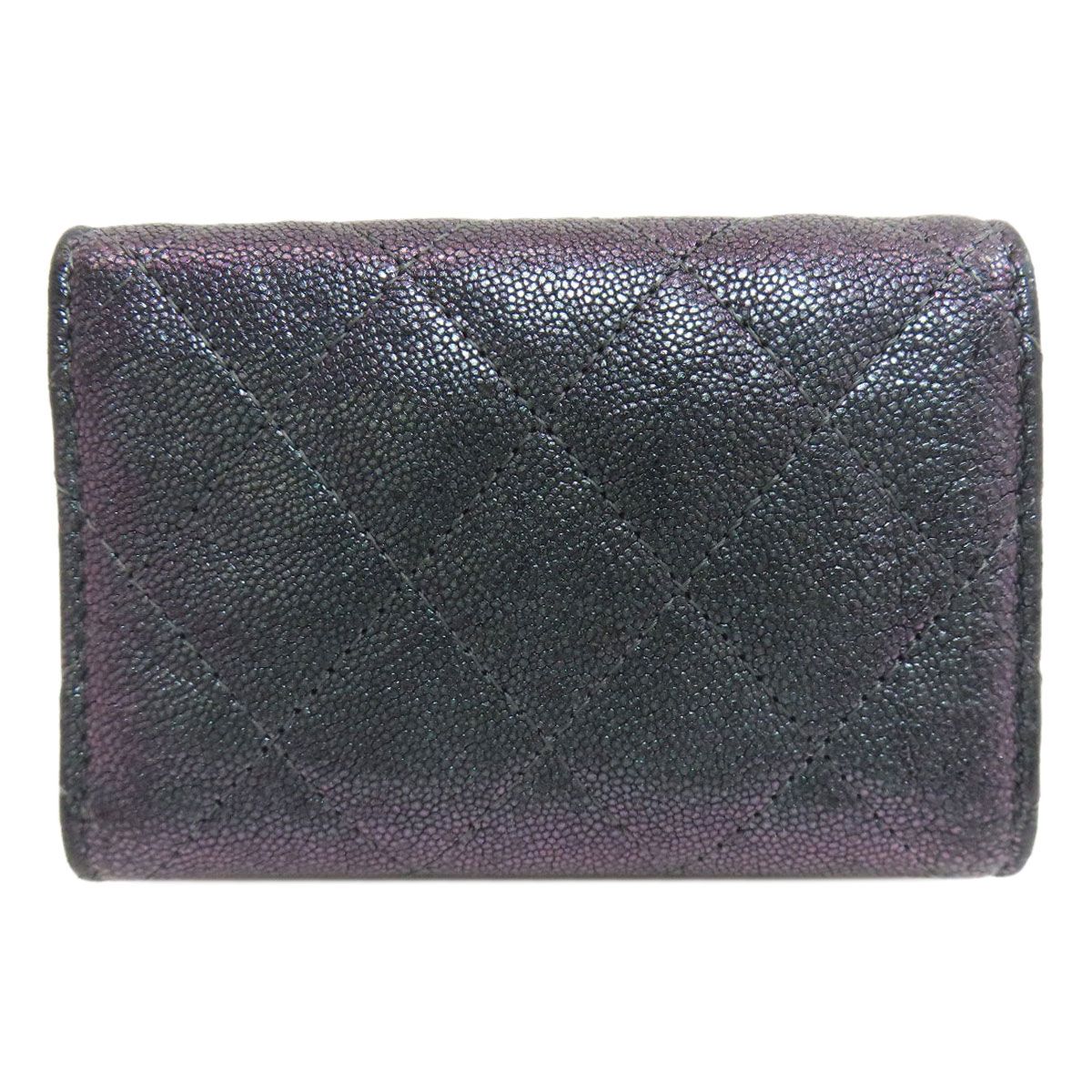 Chanel Quilted CC Logo Gold Trifold Wallet Calf — view 2
