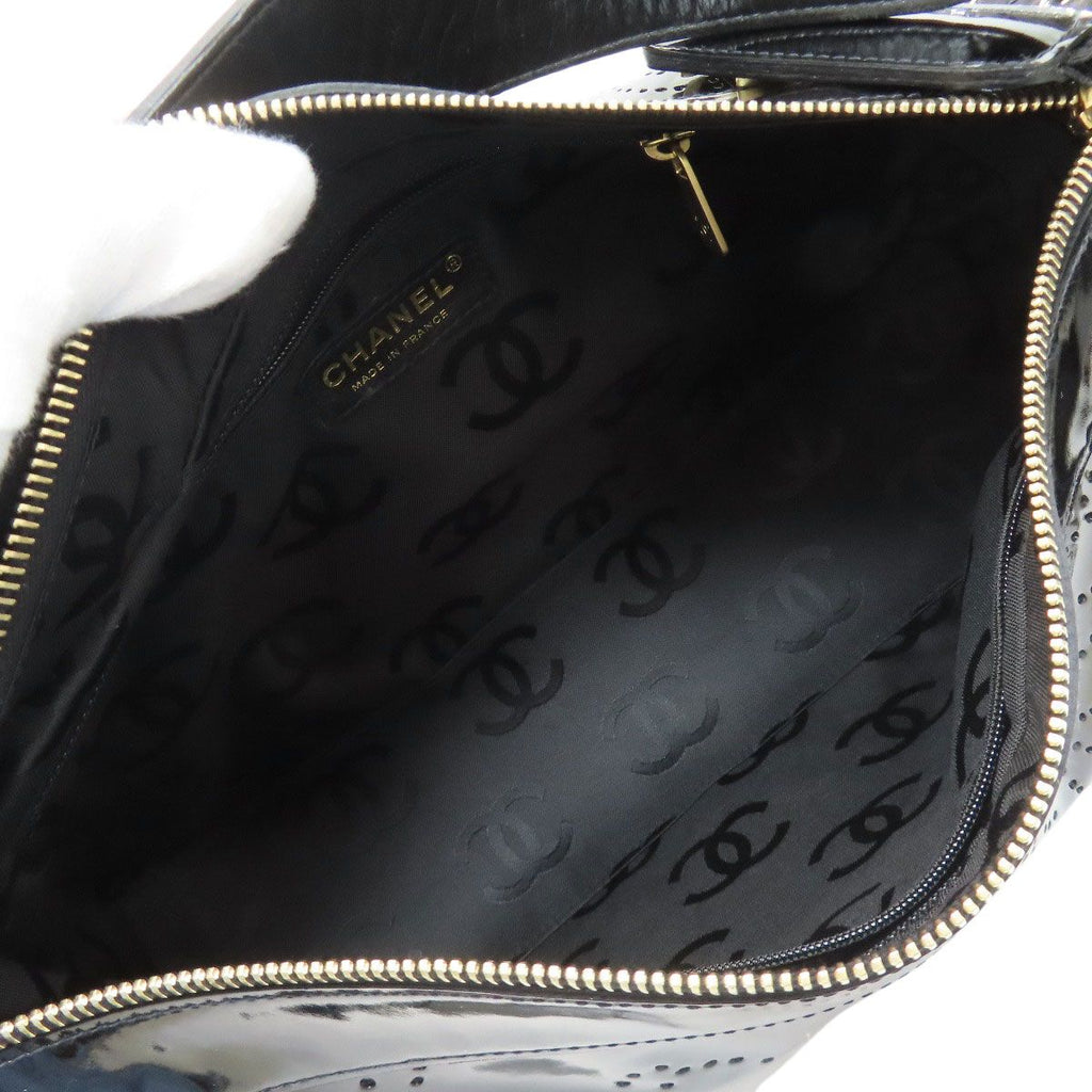 Chanel Camellia Perforated Gold Shoulder Bag Enamel — view 5