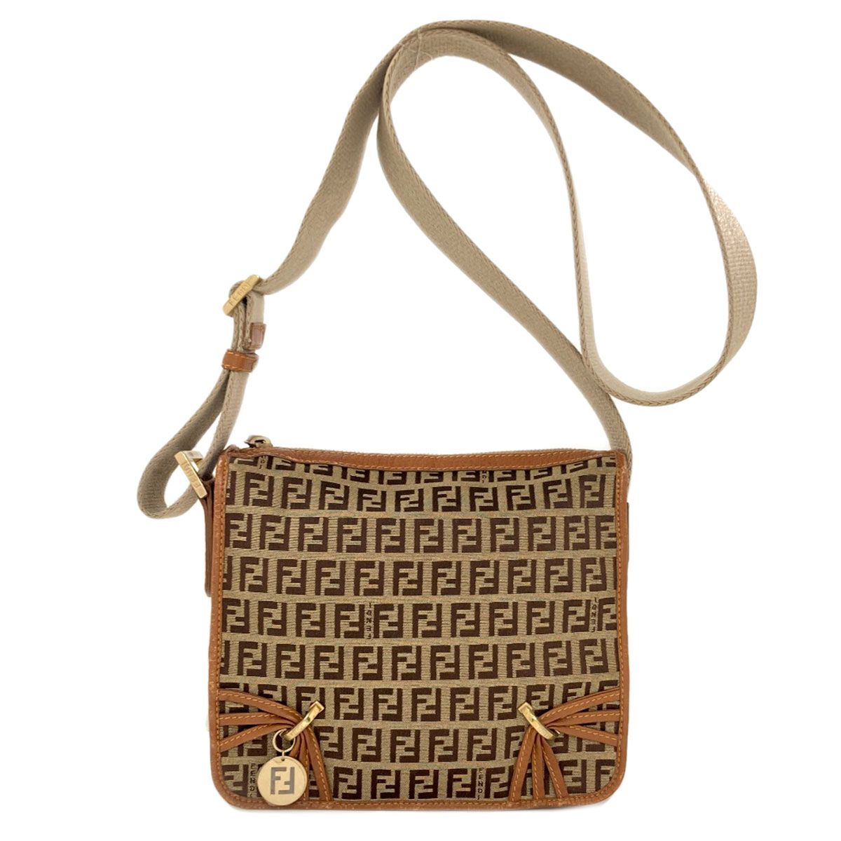 Fendi Long Shoulder Zucca Pattern Bag Canvas