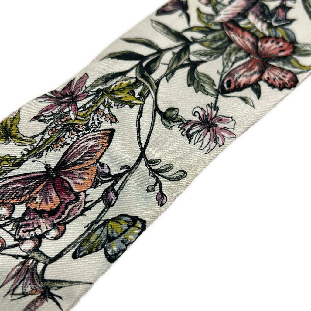 Dior Scarf Ivory Pink Multi Ribbon Floral Pattern Butterfly — view 5