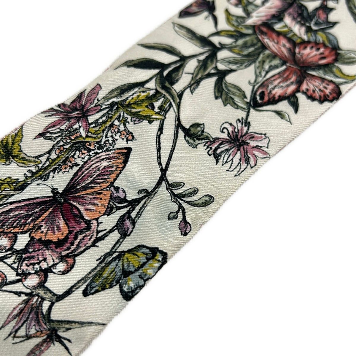 Dior Scarf Ivory Pink Multi Ribbon Floral Pattern Butterfly — view 5