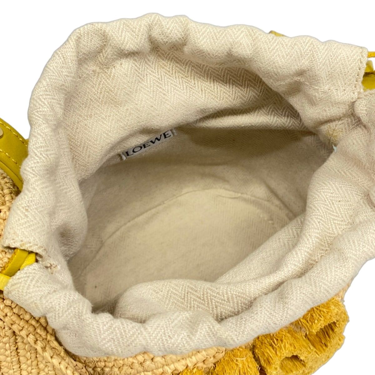 Loewe Shoulder Bag Bunny Bucket Natural Dark Yellow Basket Drawstring Leather — view 7