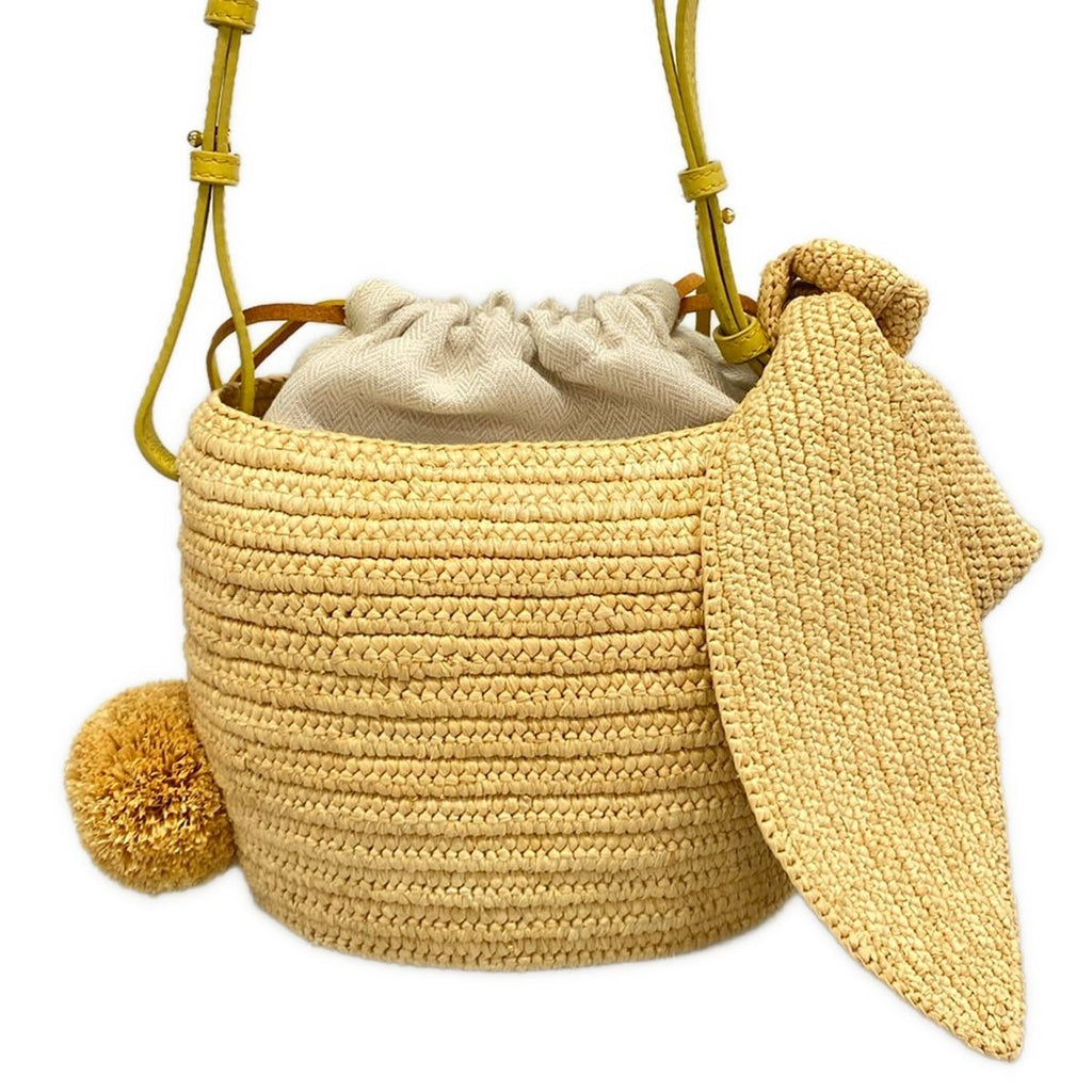 Loewe Shoulder Bag Bunny Bucket Natural Dark Yellow Basket Drawstring Leather — view 3