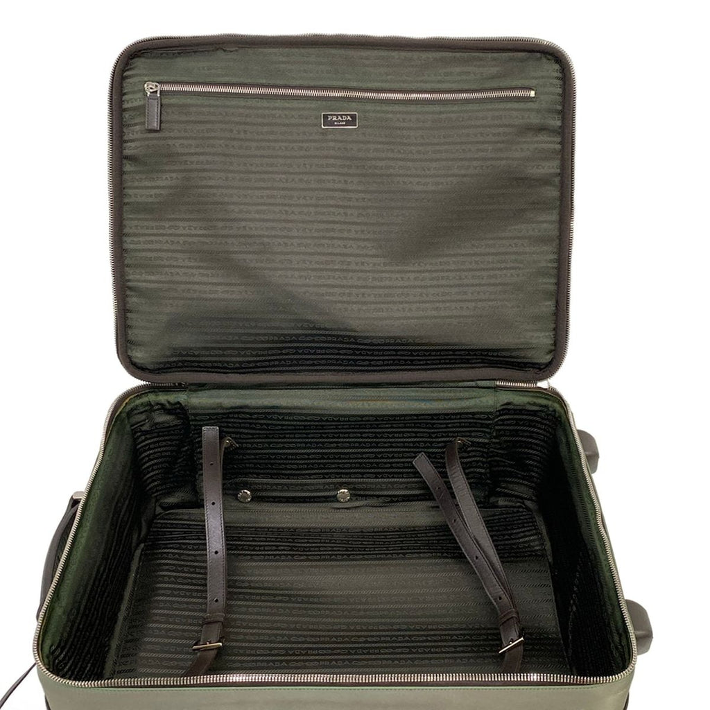 Prada Travel Bag Khaki Dark Brown Diamond No Lock Leather — view 7