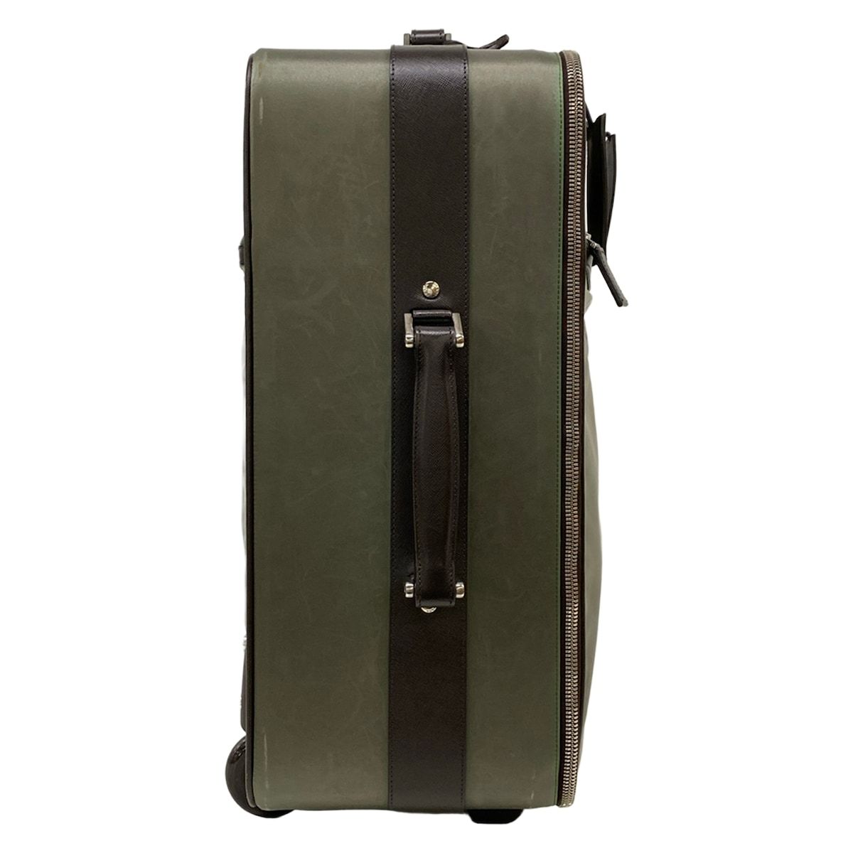 Prada Travel Bag Khaki Dark Brown Diamond No Lock Leather — view 2