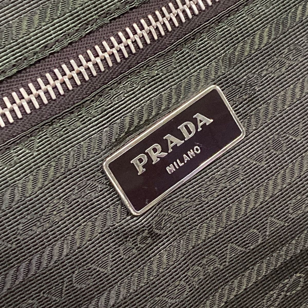 Prada Travel Bag Khaki Dark Brown Diamond No Lock Leather — view 9