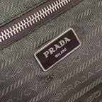 Prada Travel Bag Khaki Dark Brown Diamond No Lock Leather — view 9