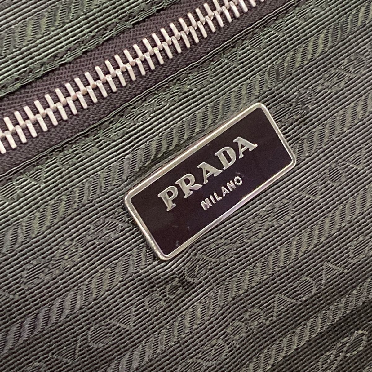 Prada Travel Bag Khaki Dark Brown Diamond No Lock Leather — view 9