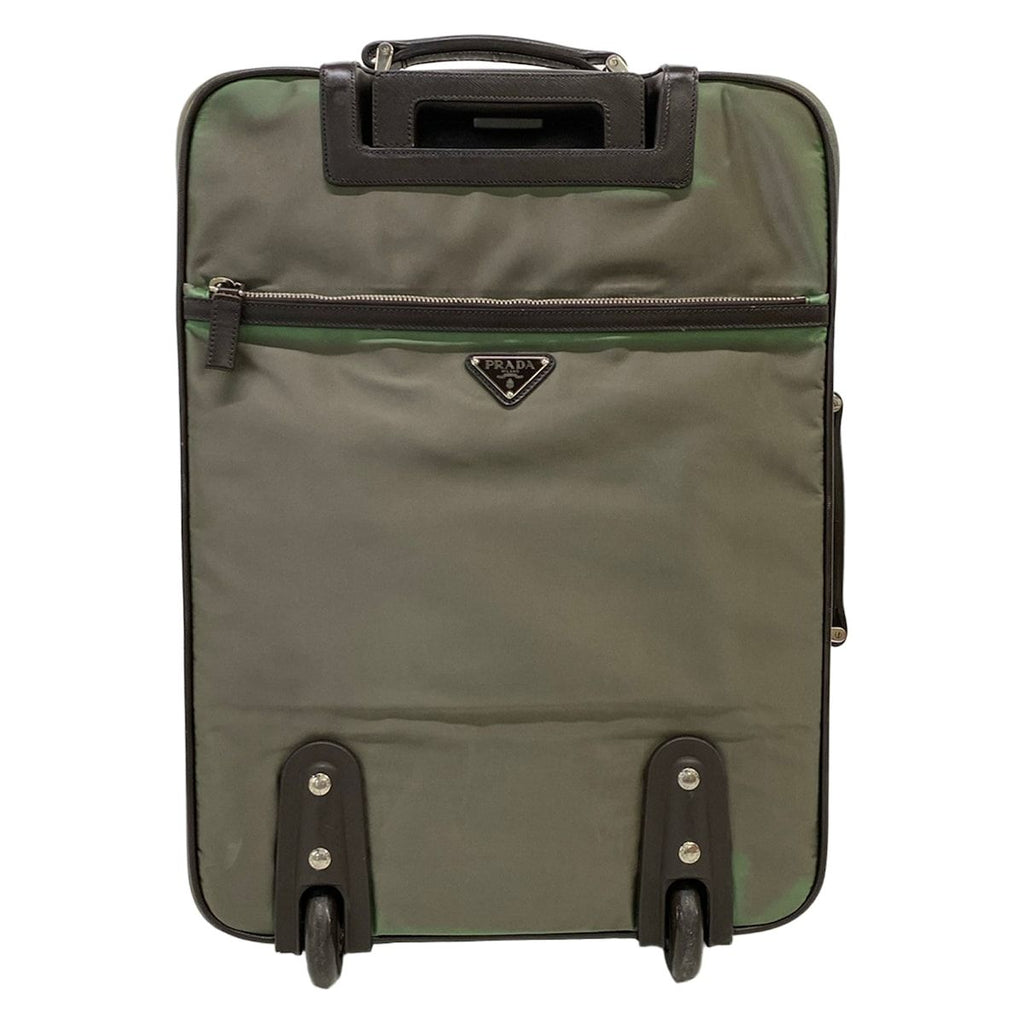 Prada Travel Bag Khaki Dark Brown Diamond No Lock Leather — view 3