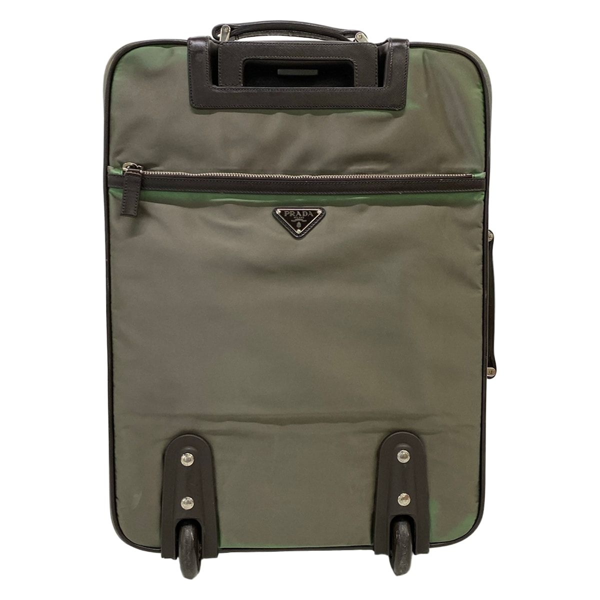 Prada Travel Bag Khaki Dark Brown Diamond No Lock Leather — view 3