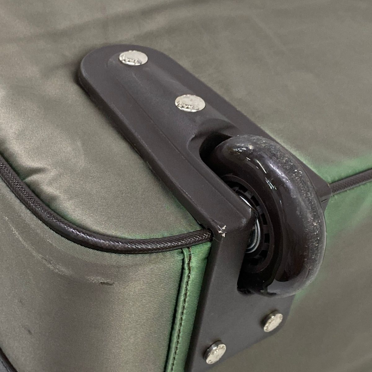 Prada Travel Bag Khaki Dark Brown Diamond No Lock Leather — view 6